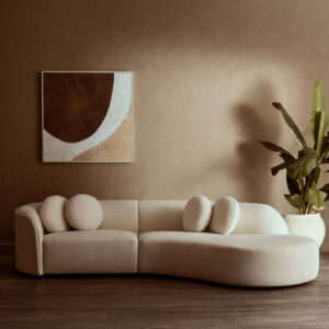 Ovada Cream Linen 3 Seater Curved Sofa