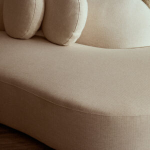 Ovada Cream Linen 3 Seater Curved Sofa