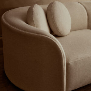 Ovada Cream Linen 3 Seater Curved Sofa