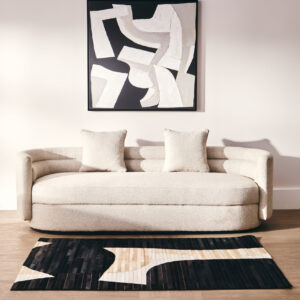 Bosie Safira Small Abstract Hair On Leather Rug