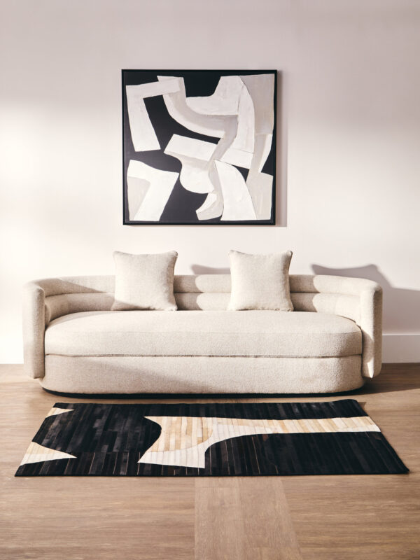 Bosie Safira Small Abstract Hair On Leather Rug