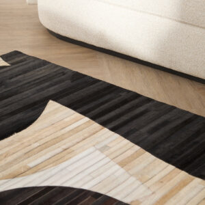 Bosie Safira Small Abstract Hair On Leather Rug