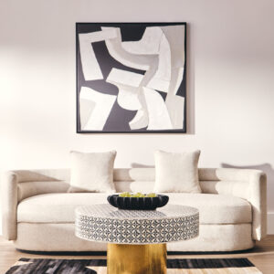 Oratino Ivory Linen 3 Seater Curved Sofa