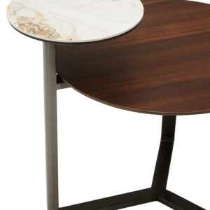 Imperia 2 Tier Round Veneer and Ceramic Coffee Table