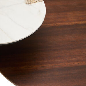 Imperia 2 Tier Round Veneer and Ceramic Coffee Table