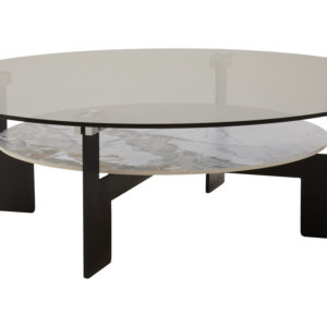 Imperia Round Grey Glass And Ceramic Large Coffee Table