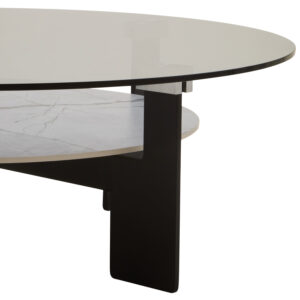 Imperia Round Grey Glass And Ceramic Large Coffee Table