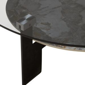Imperia Round Grey Glass And Ceramic Large Coffee Table