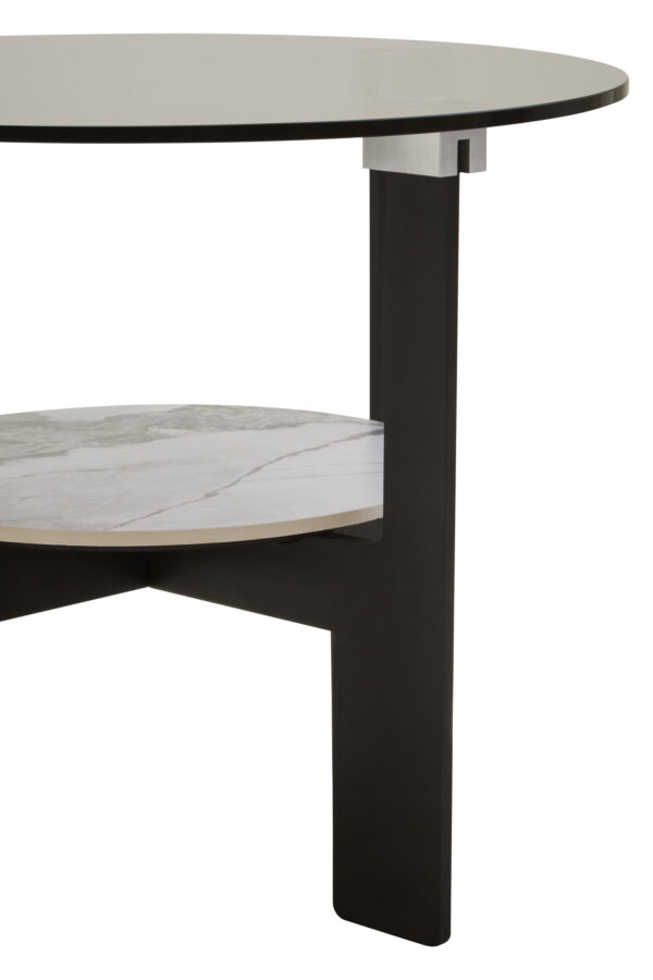 Imperia Round Grey Glass And Ceramic Small Coffee Table