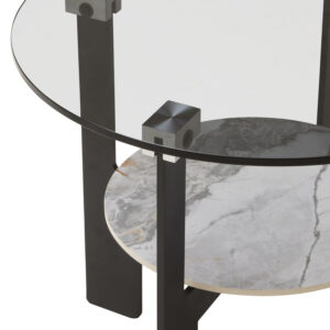 Imperia Round Grey Glass And Ceramic Small Coffee Table