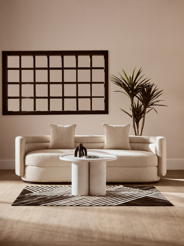 Bosie Safira Small Black And White Hair on Leather Rug