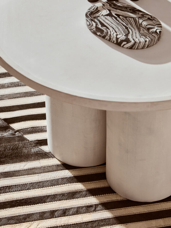 Bosie Safira Small Black And White Hair on Leather Rug