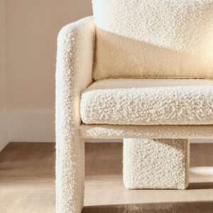 Ozzero Ivory Boucle Curved Armchair