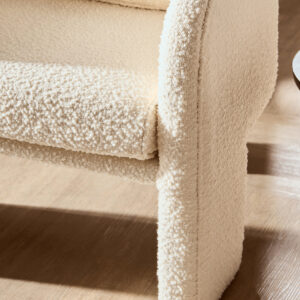 Ozzero Ivory Boucle Curved Armchair