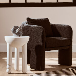 Ozzero Black Boucle Curved Armchair