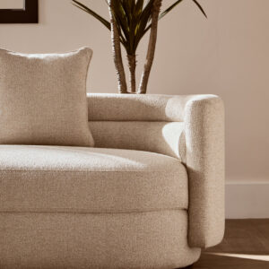 Oratino Ivory Linen 3 Seater Curved Sofa