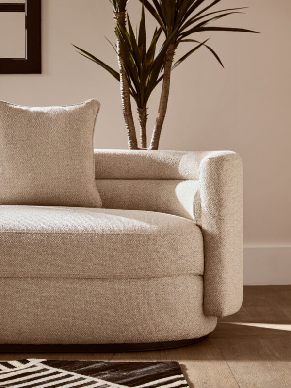 Oratino Ivory Linen 3 Seater Curved Sofa