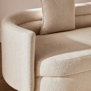 Oratino Ivory Linen 3 Seater Curved Sofa