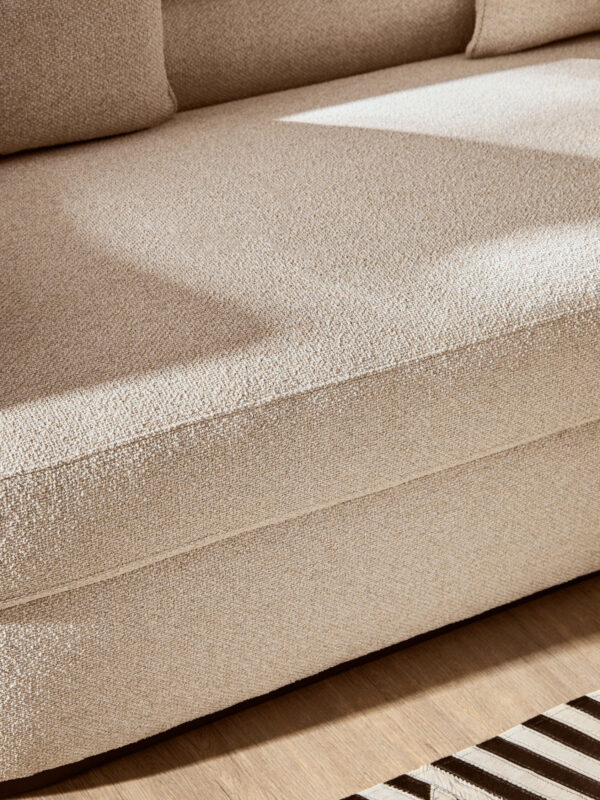 Oratino Ivory Linen 3 Seater Curved Sofa