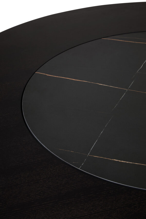Imperia Round Veneer Dining Table with Ceramic Lazy Susan
