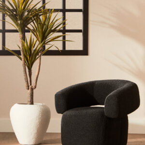 Oliveto Black Boucle Curved Swivel Armchair