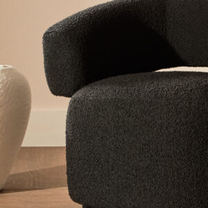 Oliveto Black Boucle Curved Swivel Armchair