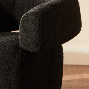 Oliveto Black Boucle Curved Swivel Armchair