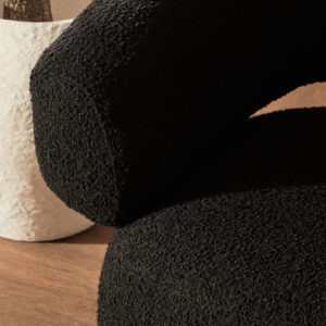 Oliveto Black Boucle Curved Swivel Armchair