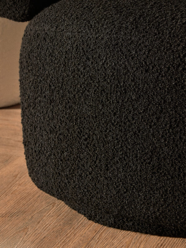 Oliveto Black Boucle Curved Swivel Armchair