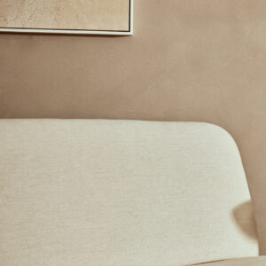 Parova Cream Linen Textured 2 Seater Armless Sofa With Wood Base