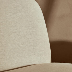 Parova Cream Linen Textured Armless Chair With Wood Base