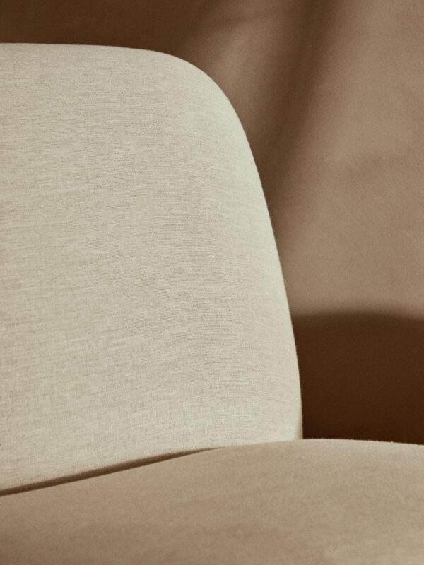 Parova Cream Linen Textured Armless Chair With Wood Base