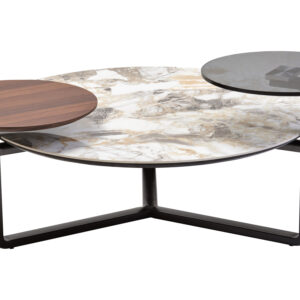 Imperia 3 Tier Round Ceramic Marble Effect Coffee Table