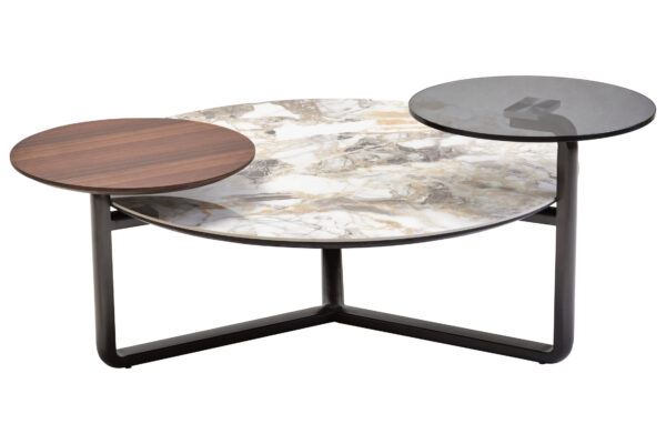 Imperia 3 Tier Round Ceramic Marble Effect Coffee Table