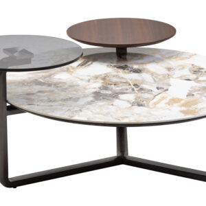Imperia 3 Tier Round Ceramic Marble Effect Coffee Table