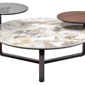 Imperia 3 Tier Round Ceramic Marble Effect Coffee Table