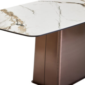 Imperia White Ceramic Marble Effect Rectangular Dining Table