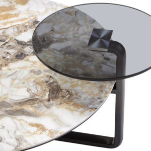 Imperia 3 Tier Round Ceramic Marble Effect Coffee Table