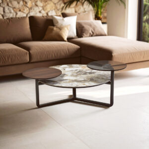 Imperia 3 Tier Round Ceramic Marble Effect Coffee Table