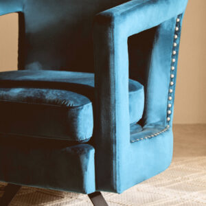 Hestia Blue Velvet Swivel Chair