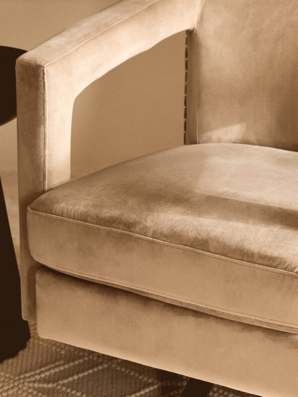 Hestia Mink Velvet Swivel Chair