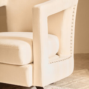 Hestia Beige Velvet Swivel Chair