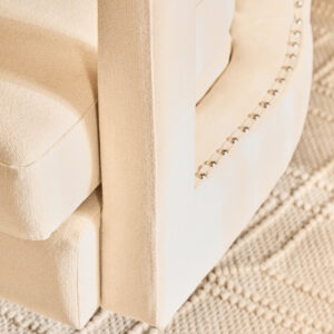 Hestia Beige Velvet Swivel Chair