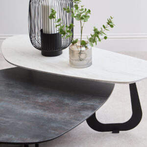 Imperia 2 Tier Large Asymmetrical Ceramic Coffee Table