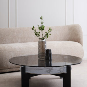 Imperia Round Grey Glass And Ceramic Large Coffee Table