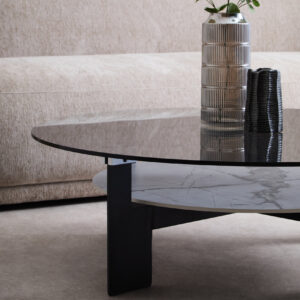 Imperia Round Grey Glass And Ceramic Large Coffee Table
