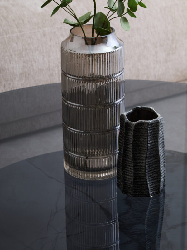 Imperia Round Grey Glass And Ceramic Large Coffee Table