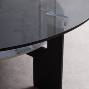 Imperia Round Grey Glass And Ceramic Large Coffee Table