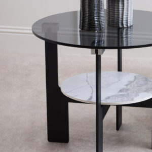 Imperia Round Grey Glass And Ceramic Small Coffee Table