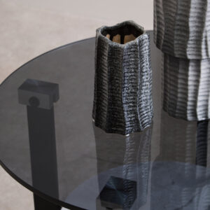 Imperia Round Grey Glass And Ceramic Small Coffee Table